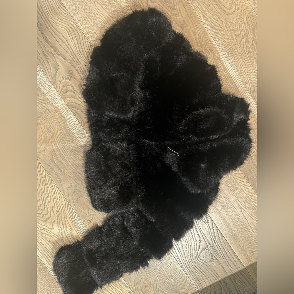 Luxury quilted faux fur jacket vintage style coat zip up black - Picture 13 of 13